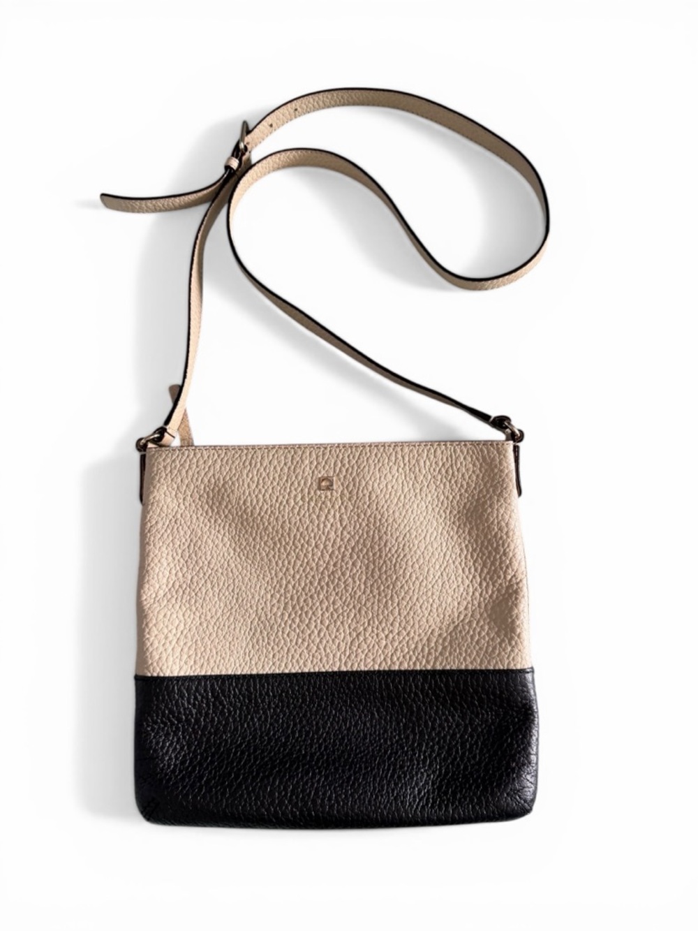 Kate Spade Leather Southport Cora Large Black/Ivory Colorblock Crossbody